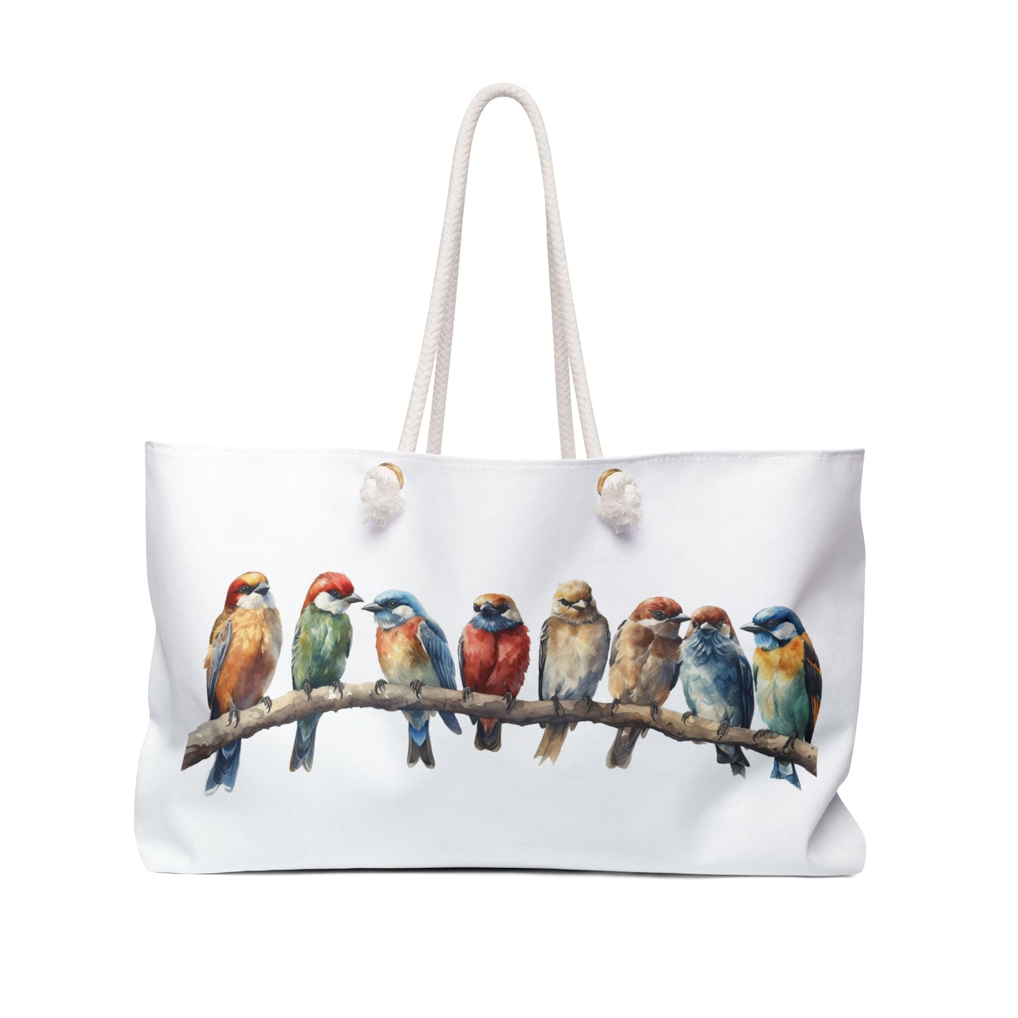 Weekender Tote Bag - Birds on a Branch Travel Tote: Features a charming design of birds on a branch, ideal for nature lovers and travelers seeking a whimsical, nature-inspired accessory for weekend getaways.