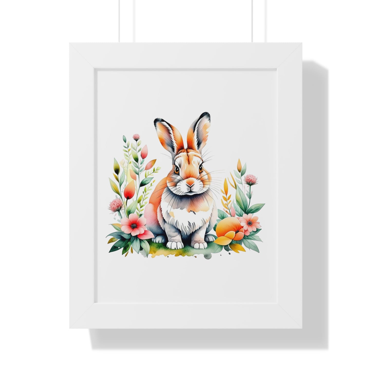 Bunny Wall Art featuring a whimsical rabbit surrounded by flowers, perfect for nurseries or children's rooms. This joyful piece embodies FireBrook Essentials' uplifting design philosophy, ideal for adding cheer to any space.