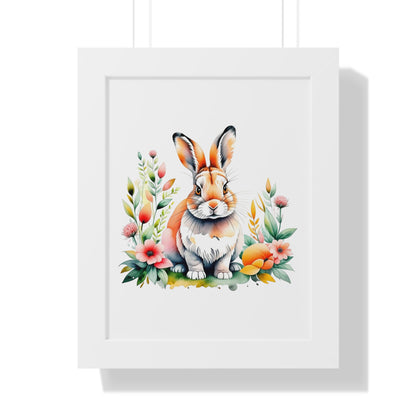 Bunny Wall Art featuring a whimsical rabbit surrounded by flowers, perfect for nurseries or children's rooms. This joyful piece embodies FireBrook Essentials' uplifting design philosophy, ideal for adding cheer to any space.