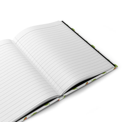 HARDCOVER JOURNAL, MATTE, RULED, 5X7, SEWN BIND, CLEAN-TEAR PAGES – WATERMELON, features open, displaying blank lined pages, ready for writing. Matte cover ensures durability and smooth handling, perfect for daily notes.