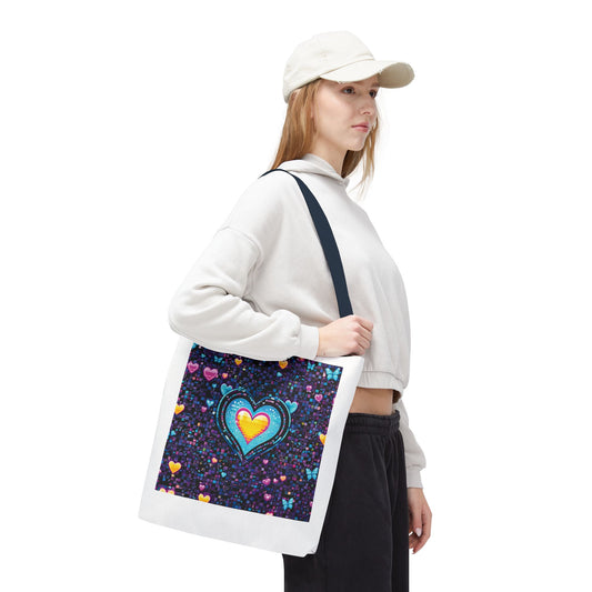 Heart Pixelated Nostalgic Cyber-Aesthetic Tote Bag