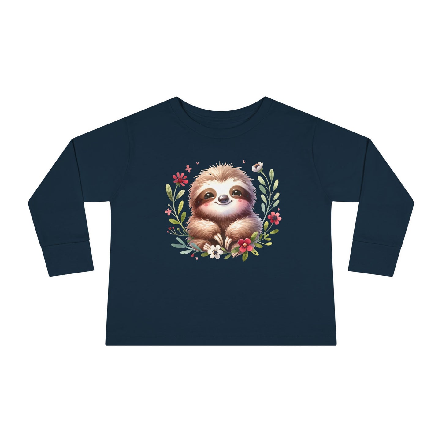 Cute Sloth Design Toddler Long Sleeve Tee -