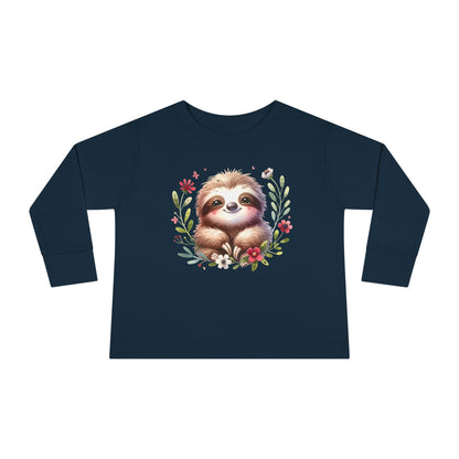 Cute Sloth Design Toddler Long Sleeve Tee -