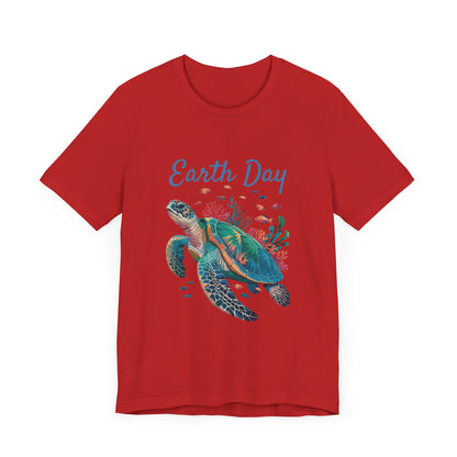 Earth Day Turtle Bella+Canvas Unisex T-Shirt featuring a turtle illustration, ideal for nature enthusiasts, crafted from lightweight cotton for comfort and style.