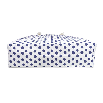 Weekender Bag - Blue Polka Dots Print, featuring a classic design with elegant rope handles and durable polyester material, ideal for stylish, joyful travel experiences.