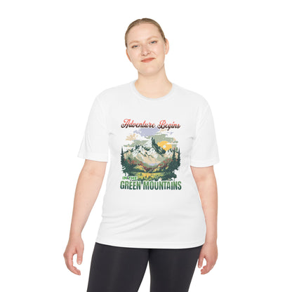 Adventure Begins in the Green Mountains Moisture Wicking Tee