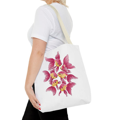 Fish Tote Bag - School of Fish Design features a serene fish pattern, ideal for marine life enthusiasts. Designed for durability with reinforced handles, perfect for carrying essentials and enhancing everyday joy.