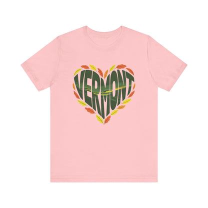 Vermont Love Bella+Canvas Unisex T-Shirt showcases a relaxed fit, ideal for nature enthusiasts. Features ribbed collar, shoulder tape for stability, and vibrant sleeve designs, reflecting FireBrook Essentials' uplifting, stylish ethos.