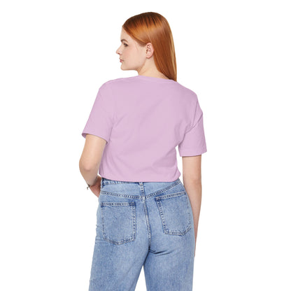 Lucky to Have Mom Mother's Day Bella+Canvas Unisex T-Shirt featuring a woman in a pink shirt, showcasing a casual and comfortable fit, highlighting its lightweight design ideal for everyday wear.