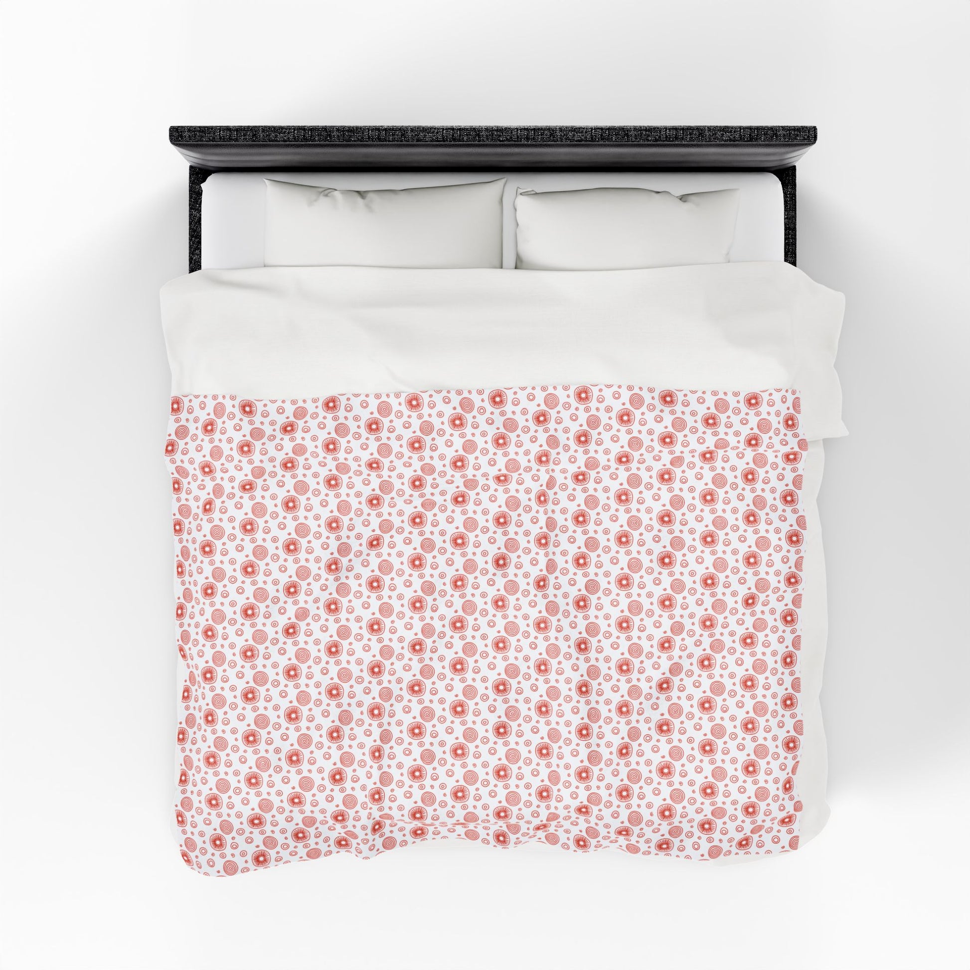 Swirls and Circles (Medium) Velveteen Plush Blanket, showcasing its soft, plush texture and durable double needle topstitch, ideal for cozy, stylish home decor from FireBrook Essentials.