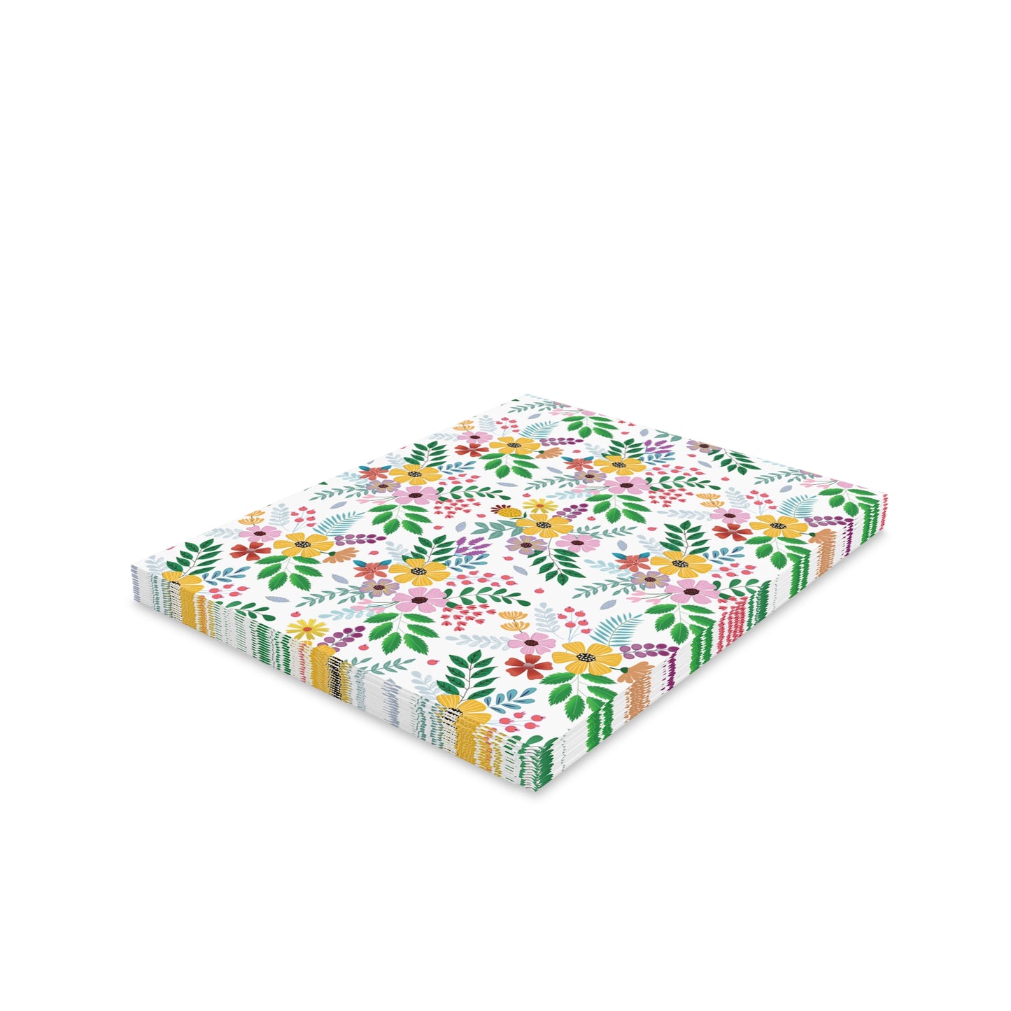 Floral Greeting Cards — Pack of 8/16/24 features vibrant wildflowers on a soft white background, offering a cheerful, springtime vibe. Each card includes a matching envelope, perfect for heartfelt messages.