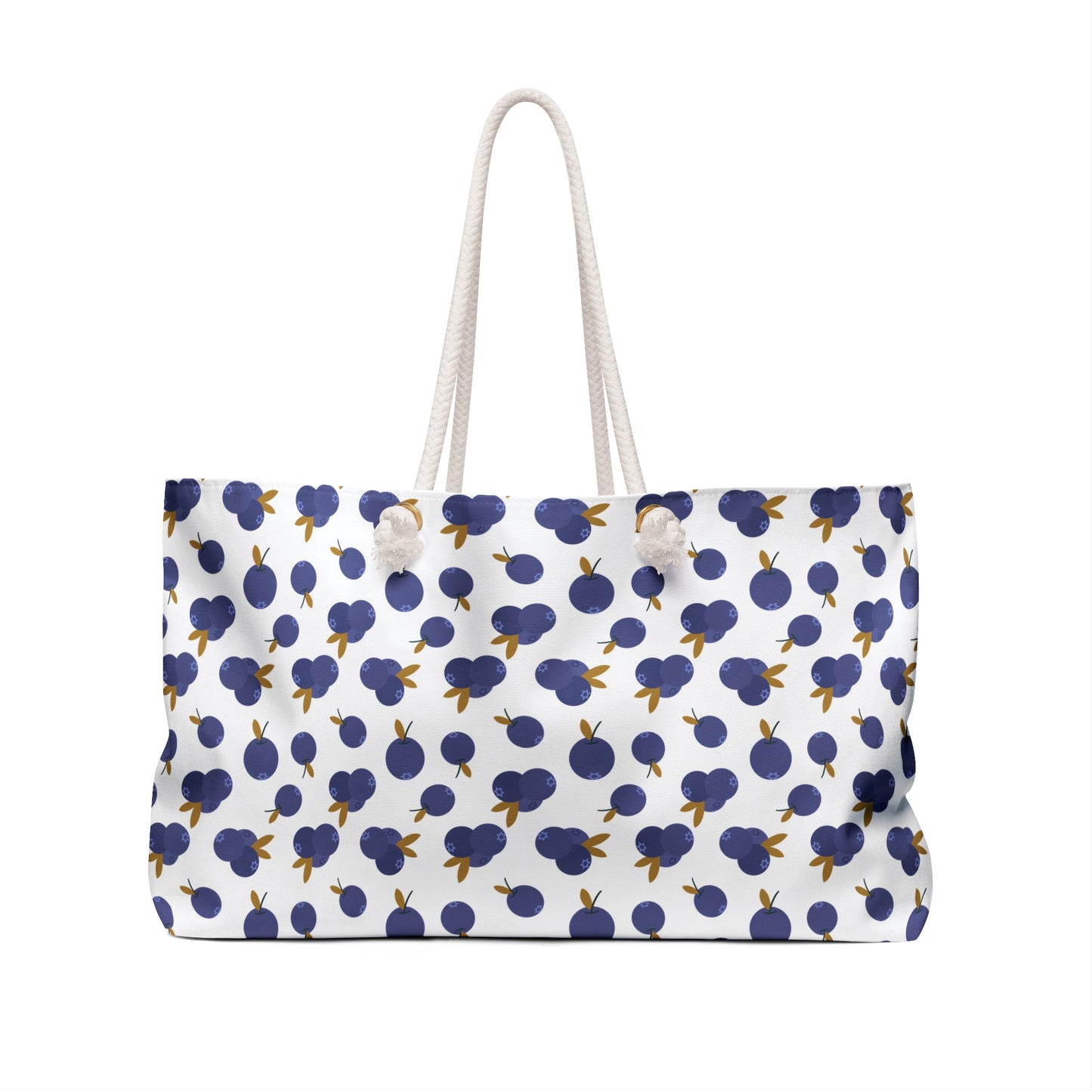 Weekender Bag - Blueberry Pattern Travel Tote features a chic blueberry design with elegant rope handles, crafted from durable polyester, perfect for stylish, practical weekend getaways.