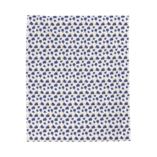 Plush Blanket - Blueberry Pattern showcases a cozy design with blue berries and vibrant motifs, ideal for adding a touch of warmth and style to your home. Perfect for gifting or personal use.