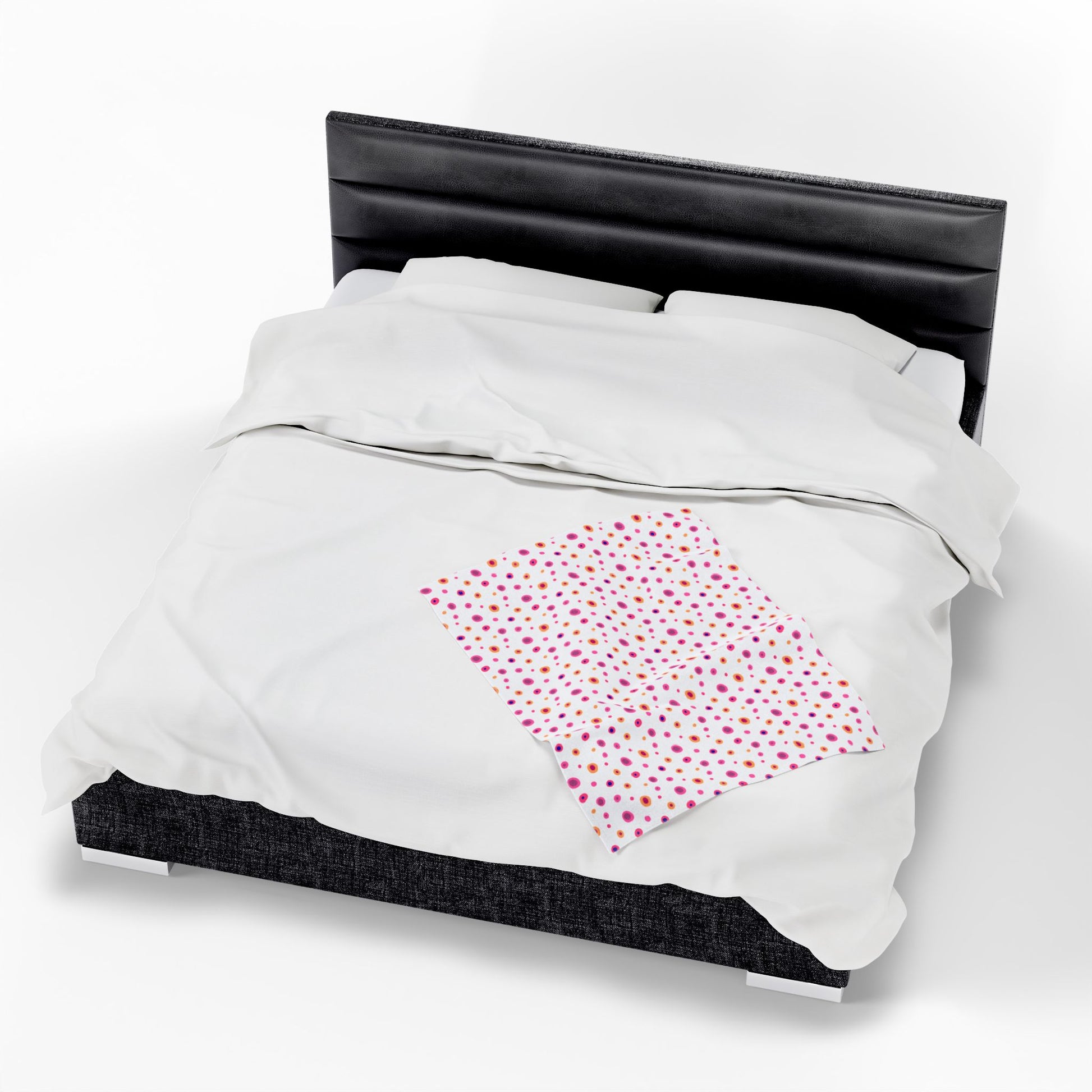 Circles Pink and Yellow (Medium) Velveteen Plush Blanket exudes warmth and comfort, featuring a vibrant design. Perfect for cozy evenings, it embodies FireBrook Essentials' commitment to stylish, uplifting home essentials.