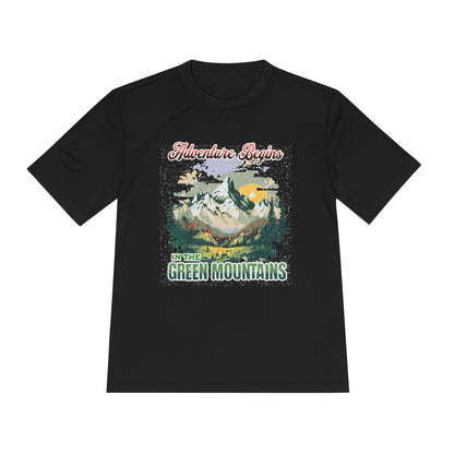 Adventure Begins in the Green Mountains Moisture Wicking Tee