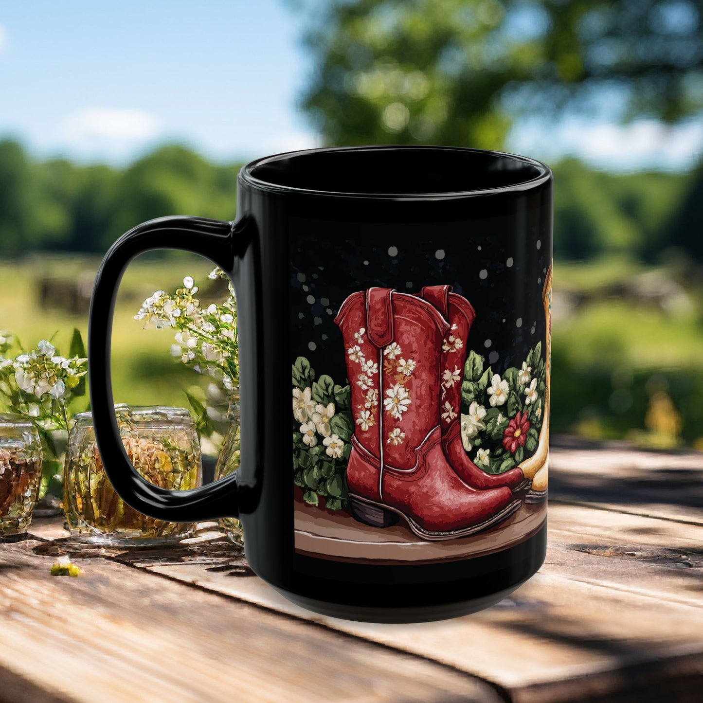 Tasse à motif de bottes de cow-boy (11 oz, 15 oz) 