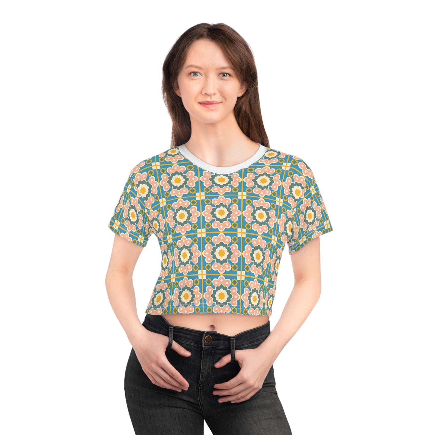 Floral Pattern  Stylish Summer Top for Casual Vibes Crop T-Shirt