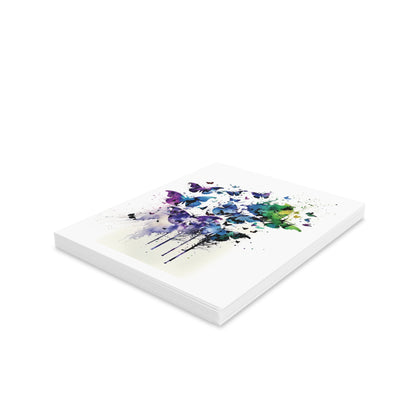 Butterfly Greeting Cards — Pack of 8/16/24, featuring vivid watercolor-style butterfly designs on matte-finish cards, each with a matching envelope, perfect for sending uplifting messages or celebrating special moments.