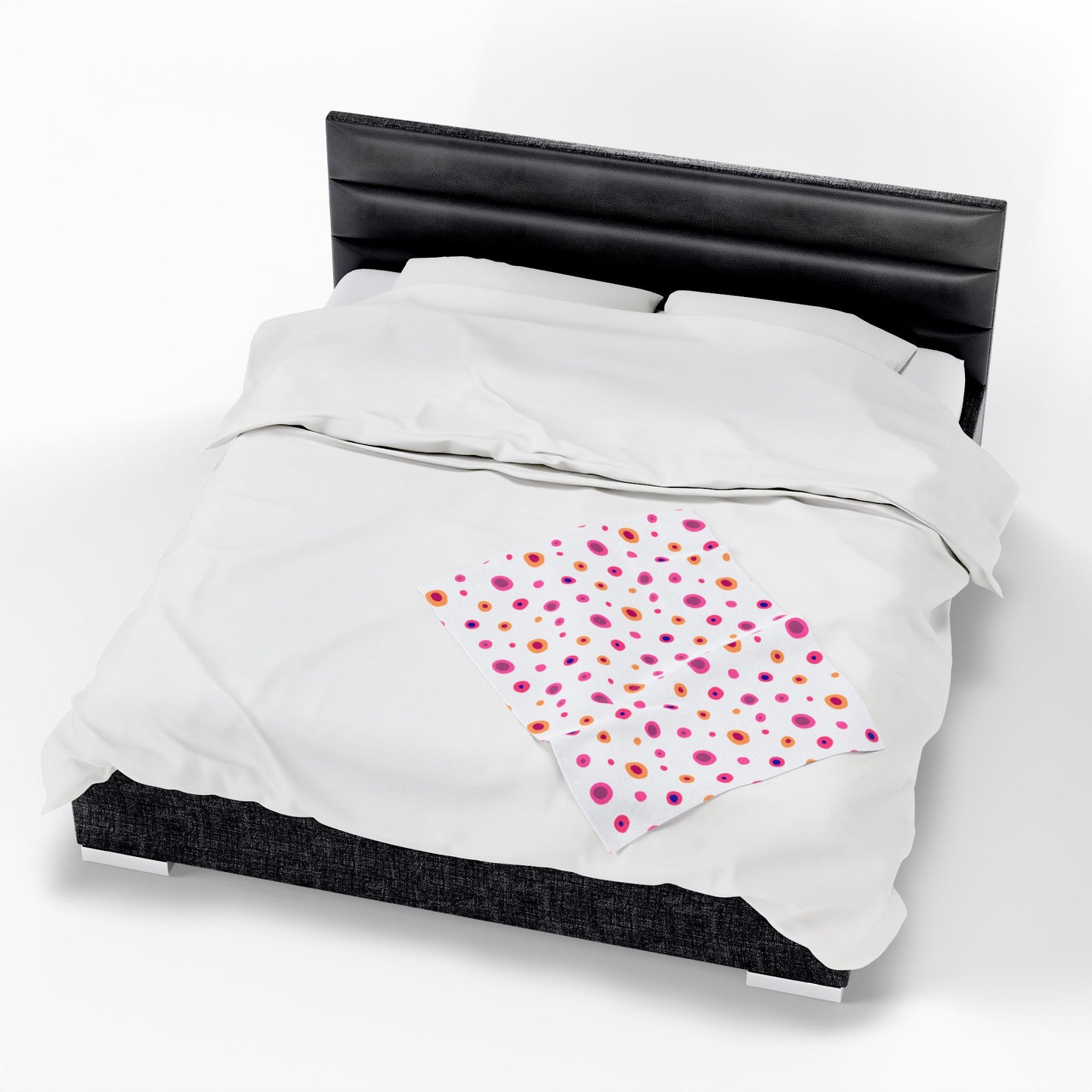 Circles Pink and Yellow (Large) Velveteen Plush Blanket, showcasing vibrant patterns, offers plush warmth and comfort. Ideal for enhancing home decor, it embodies FireBrook Essentials' commitment to stylish, joyful living.