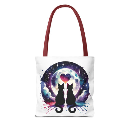 Copy of Cat Lovers Under the Moon Tote Bag, a durable, quirky tote featuring cat-themed charm, ideal for everyday use. Perfect for carrying essentials, available in multiple sizes with reinforced handles for strength.