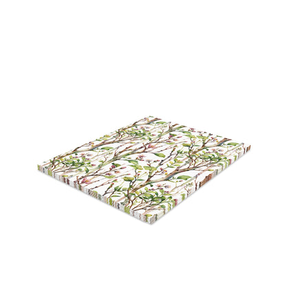 Greeting Cards — Pack of 8/16/24 displayed with a watercolor-style botanical pattern of leafy branches and pink blossoms, featuring puzzle-style edges for easy assembly, perfect for personal, uplifting messages.
