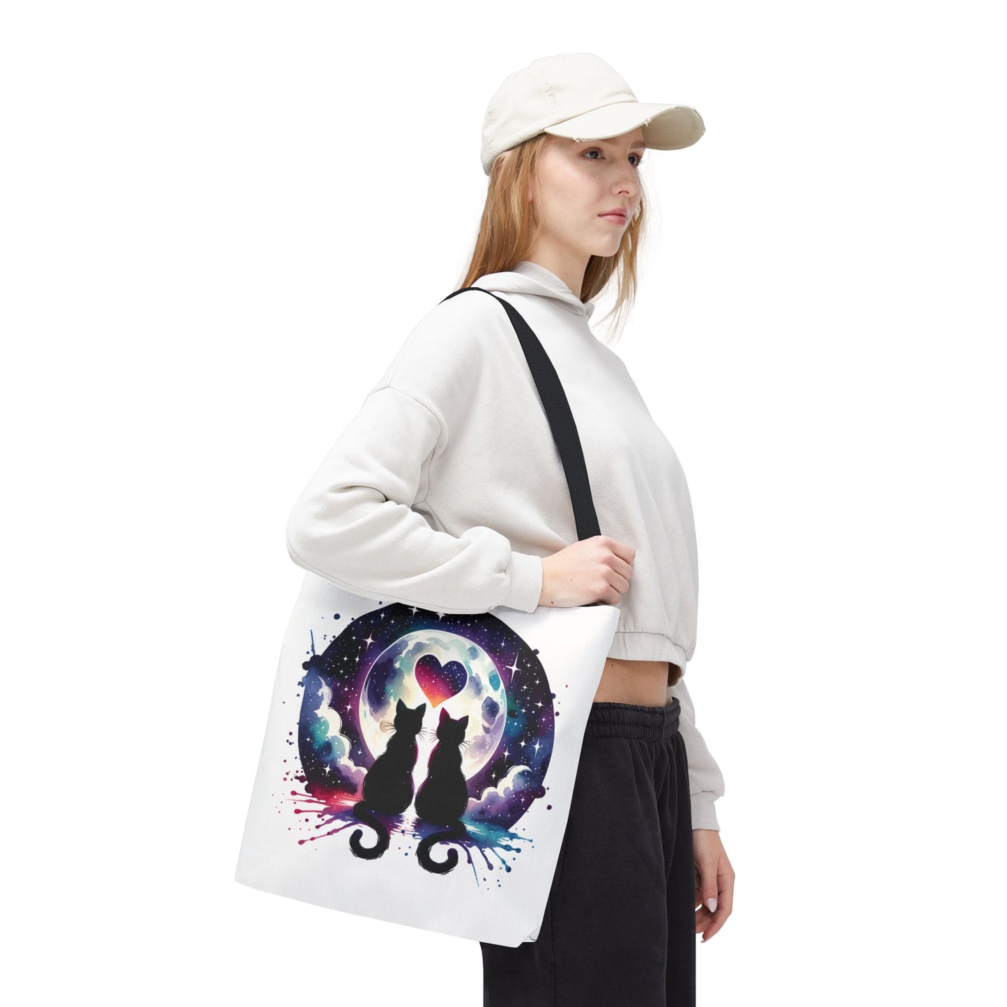 Copy of Cat Lovers Under the Moon Tote Bag features a cute cat-themed design, ideal for carrying essentials. Made from durable polyester with reinforced handles, it embodies FireBrook Essentials' commitment to stylish, joyful living.