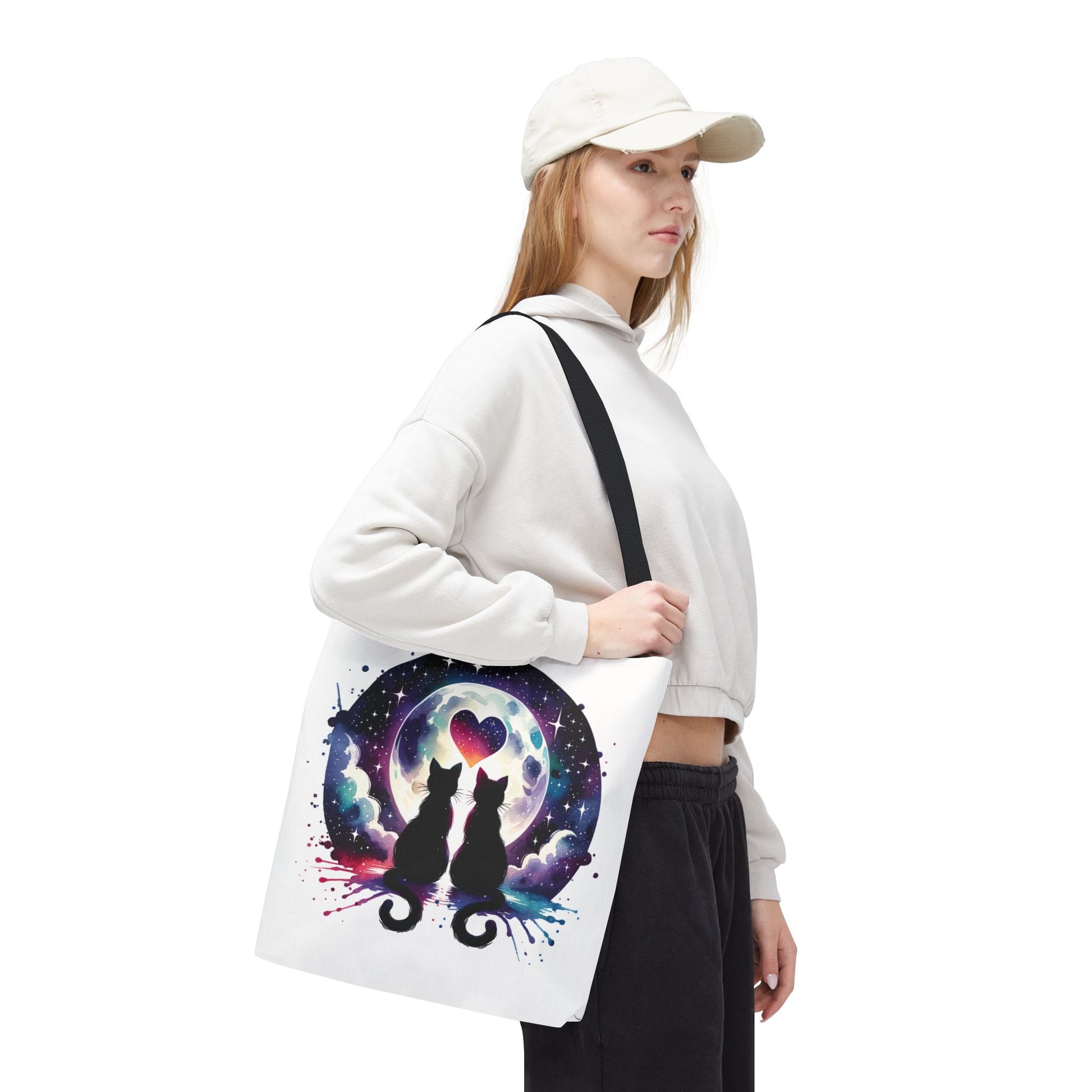 Copy of Cat Lovers Under the Moon Tote Bag features a cute cat-themed design, ideal for carrying essentials. Made from durable polyester with reinforced handles, it embodies FireBrook Essentials' commitment to stylish, joyful living.