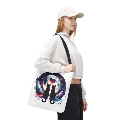 Copy of Cat Lovers Under the Moon Tote Bag features a cute cat-themed design, ideal for carrying essentials. Made from durable polyester with reinforced handles, it embodies FireBrook Essentials' commitment to stylish, joyful living.