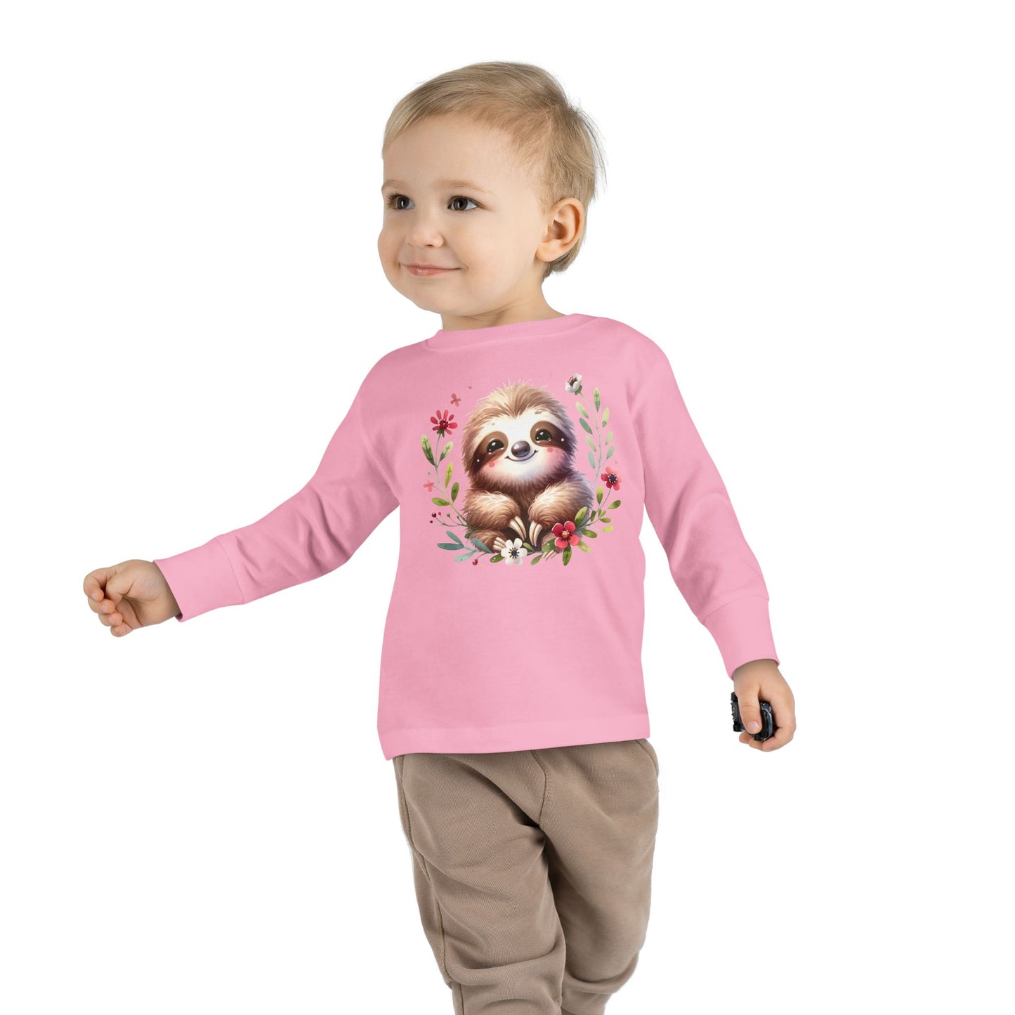 Cute Sloth Design Toddler Long Sleeve Tee -