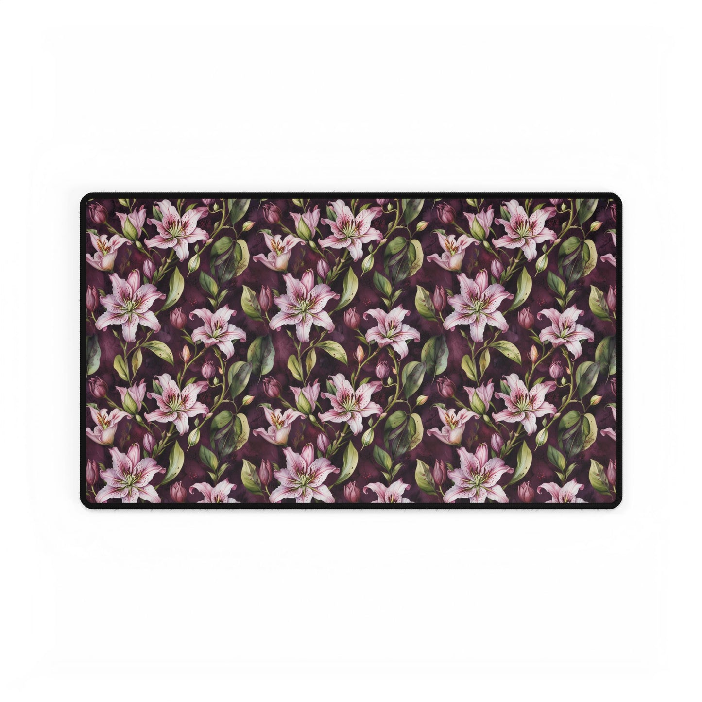 Lilies Floral Desk Mat - Elegant Workspace Accessory: A rectangular mat adorned with intricate floral patterns, ideal for adding elegance to home offices or creative spaces, enhancing style and functionality.