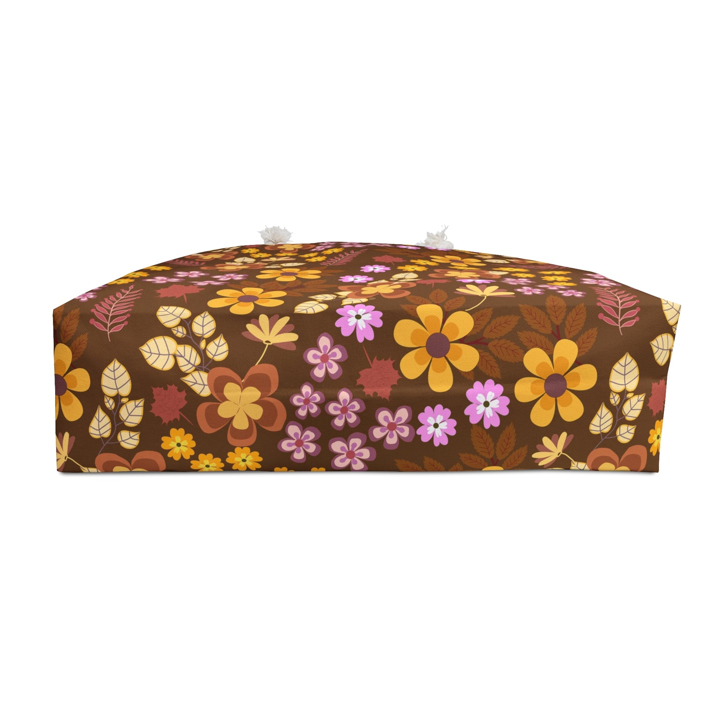 Weekender Bag featuring a vibrant red bouquet design, complemented by sturdy rope handles. Ideal for stylish travel, this spacious bag embodies FireBrook Essentials’ commitment to joyful, uplifting designs.