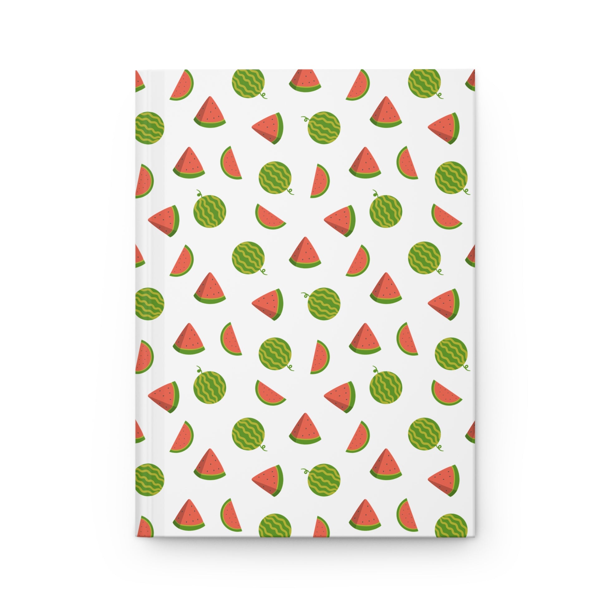 HARDCOVER JOURNAL, MATTE, RULED, 5X7, SEWN BIND, CLEAN-TEAR PAGES – WATERMELON features a vibrant watermelon pattern on a durable, matte laminated cover, ideal for joyful note-taking.