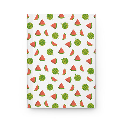 HARDCOVER JOURNAL, MATTE, RULED, 5X7, SEWN BIND, CLEAN-TEAR PAGES – WATERMELON features a vibrant watermelon pattern on a durable, matte laminated cover, ideal for joyful note-taking.