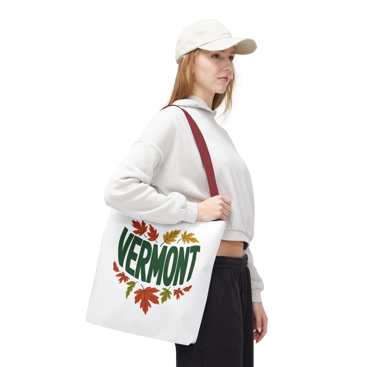 Close-up of the Vermont Tote Bag showcasing reinforced stitching and boxed corners, emphasizing its durability and spacious design. Perfect for everyday essentials, embodying FireBrook Essentials' commitment to stylish, practical accessories.