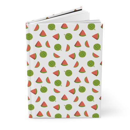 HARDCOVER JOURNAL, MATTE, RULED, 5X7, SEWN BIND, CLEAN-TEAR PAGES – WATERMELON, showcasing a vibrant watermelon motif on a durable, matte-finished cover, perfect for brightening your notes with style and positivity.
