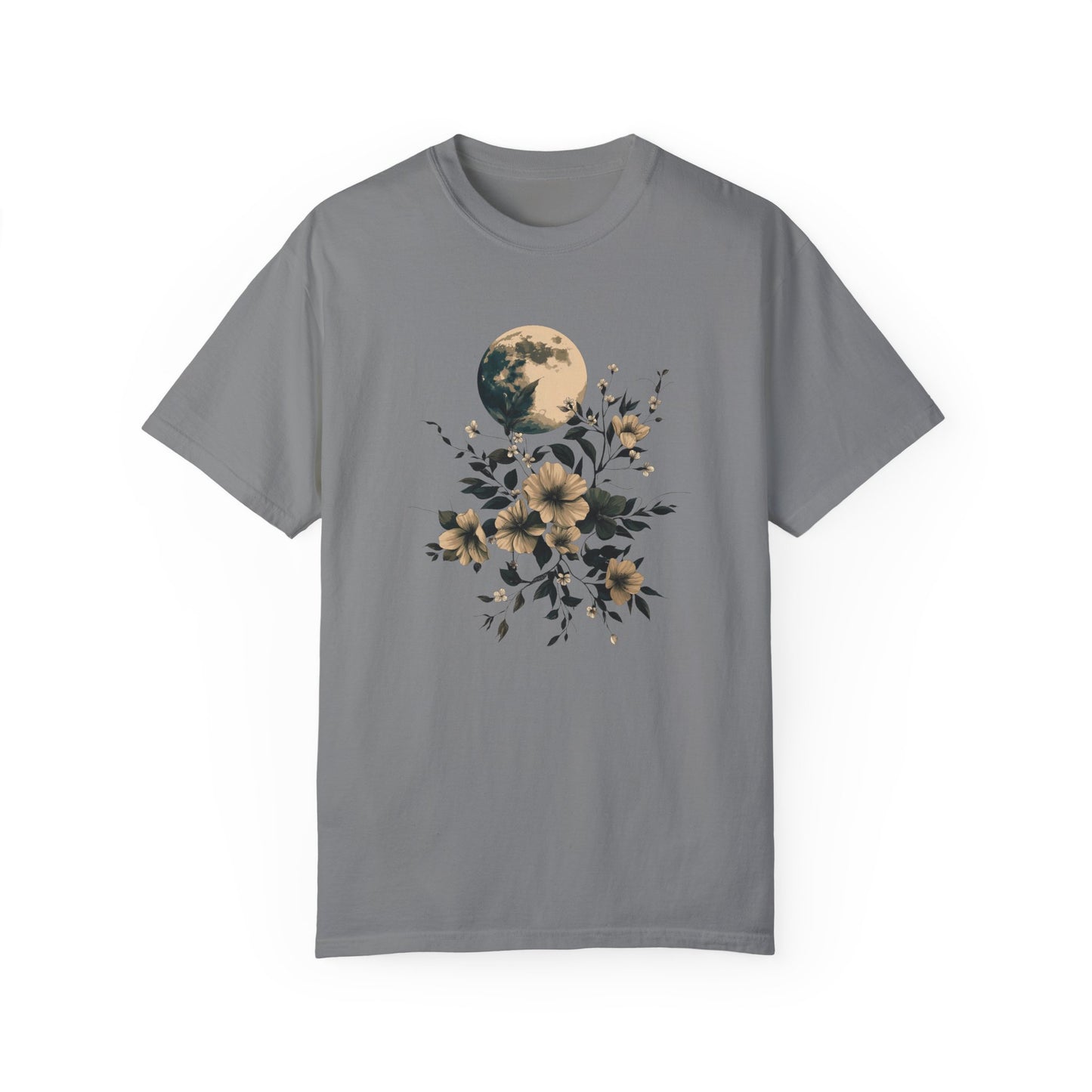 T-shirt aquarelle pleine lune et fleurs – T-shirt nature d'inspiration bohème