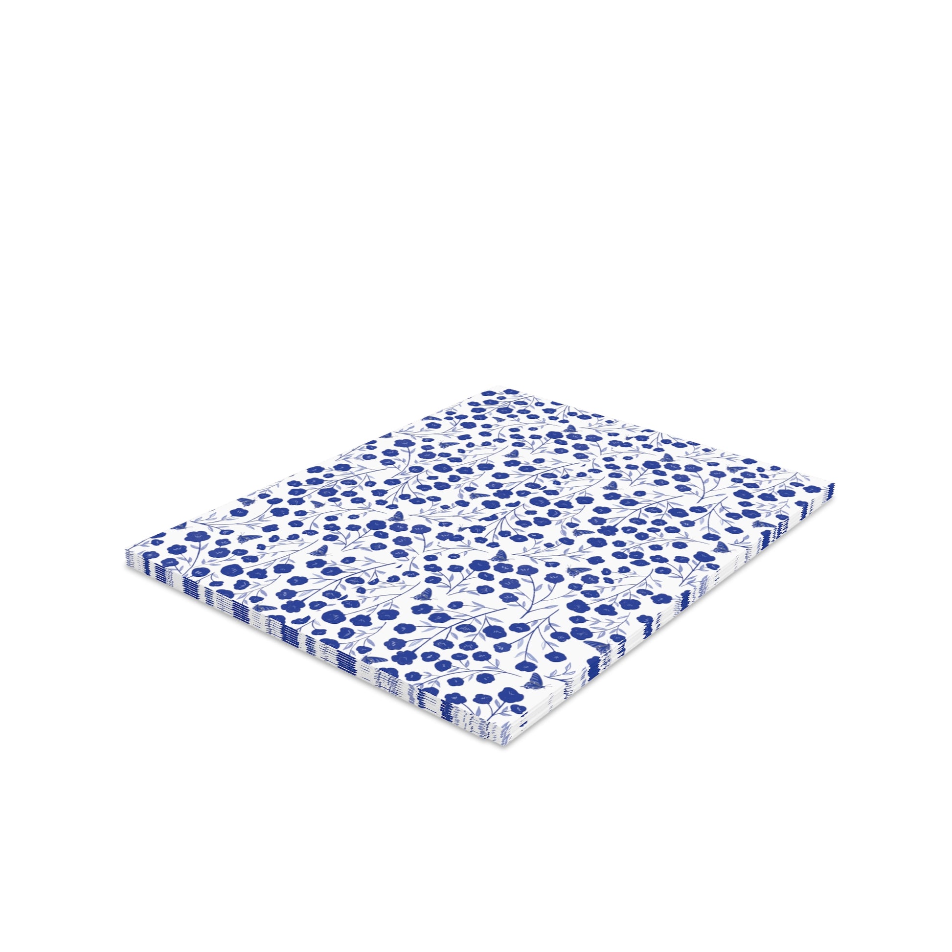 Floral Greeting Cards — Pack of 8/16/24, showcasing square cards with a blue floral and berry motif on white. Includes matching white envelopes, perfect for heartfelt messages.