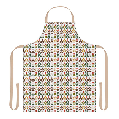 Flower Pattern Apron: A close-up showcases a vibrant floral design on a comfortable polyester canvas, ideal for creative activities. Perfect for art, cooking, or gifting, aligning with FireBrook Essentials' joyful and stylish approach.