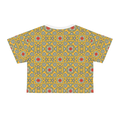 Bohemian Floral - Vibrant Yellow Patterned Top for Festivals and Summer Outings Crop T-Shirt