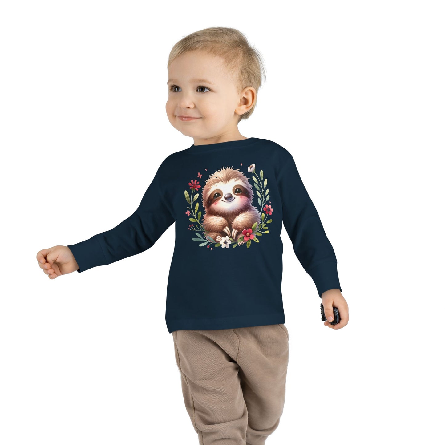 Cute Sloth Design Toddler Long Sleeve Tee -