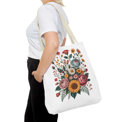 Botanical Vintage Flower Tote Bag featuring a collage of vintage botanical cut-out flowers in pastel tones with mustard and terracotta accents, ideal for carrying essentials. Perfect for nature enthusiasts and gifting.