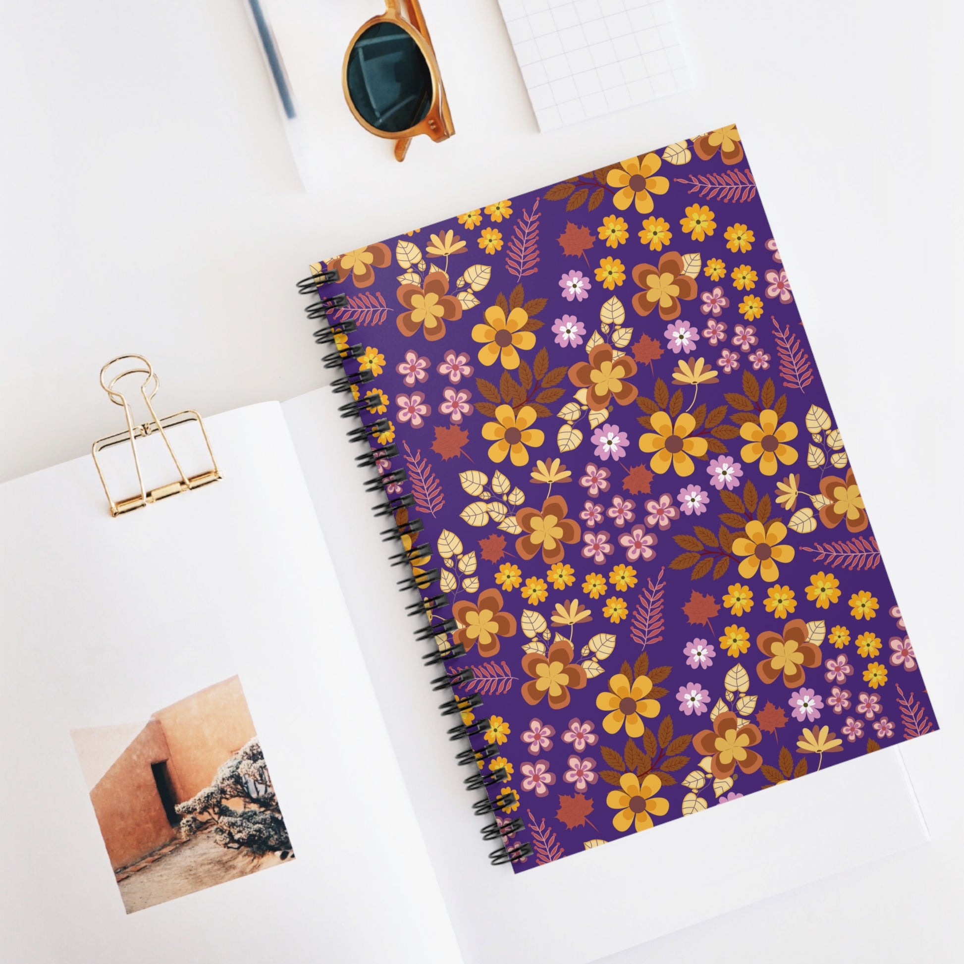 Floral Spiral Notebook with vibrant floral patterns; ideal for creativity and organization. Perfect for students, professionals, or as a gift, enhancing your workspace with style and functionality.