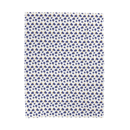 Plush Blanket - Blueberry Pattern featuring a cozy blue and white design with blue circles; perfect for chilly evenings, offering comfort and warmth, ideal for enhancing home decor or gifting.