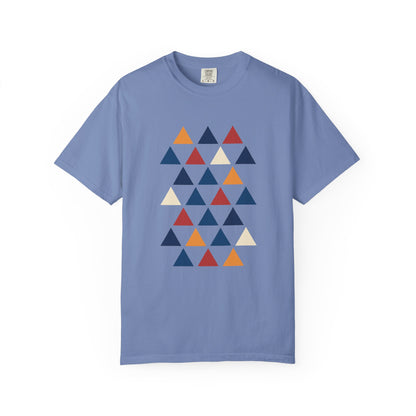 Geometric Triangle Grid T-Shirt showcases a grid of equilateral triangles in a minimalist design, ideal for those seeking a stylish, standout piece from FireBrook Essentials' uplifting apparel collection.