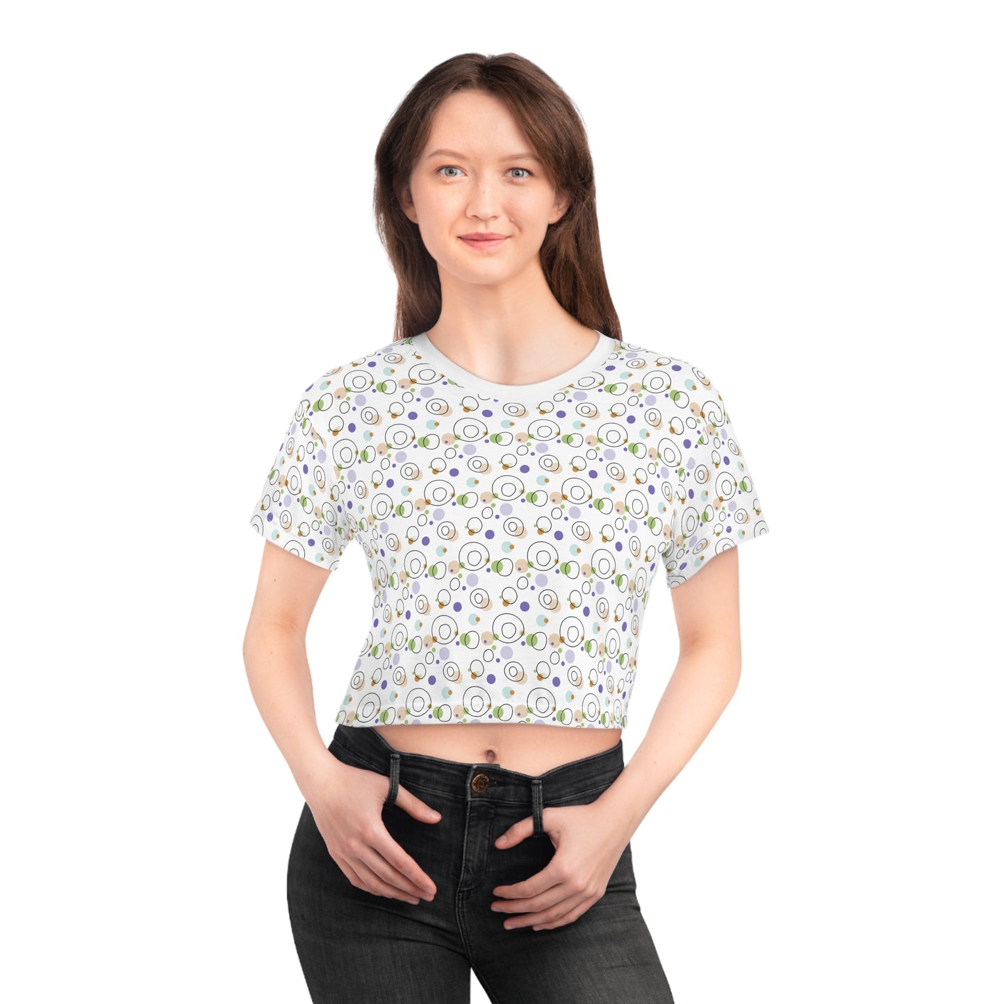 Circles and Dots Patterns for Summer Vibes Crop T-Shirt