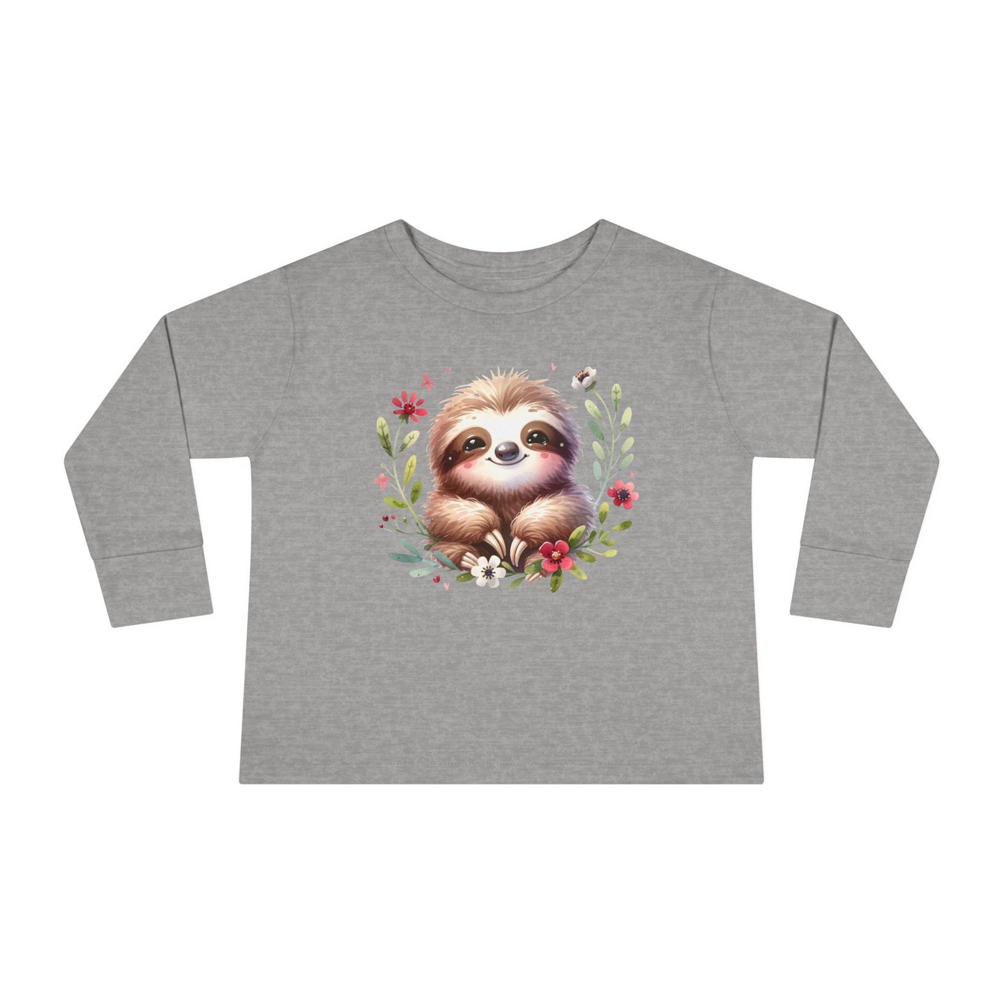 Cute Sloth Design Toddler Long Sleeve Tee -