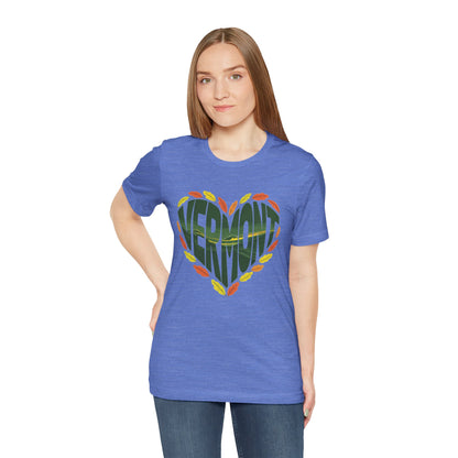 Vermont Love Bella+Canvas Unisex T-Shirt showcases a relaxed, outdoorsy style, perfect for nature enthusiasts. Made from 100% Airlume cotton, it offers a comfortable fit, suitable for casual or layered looks.