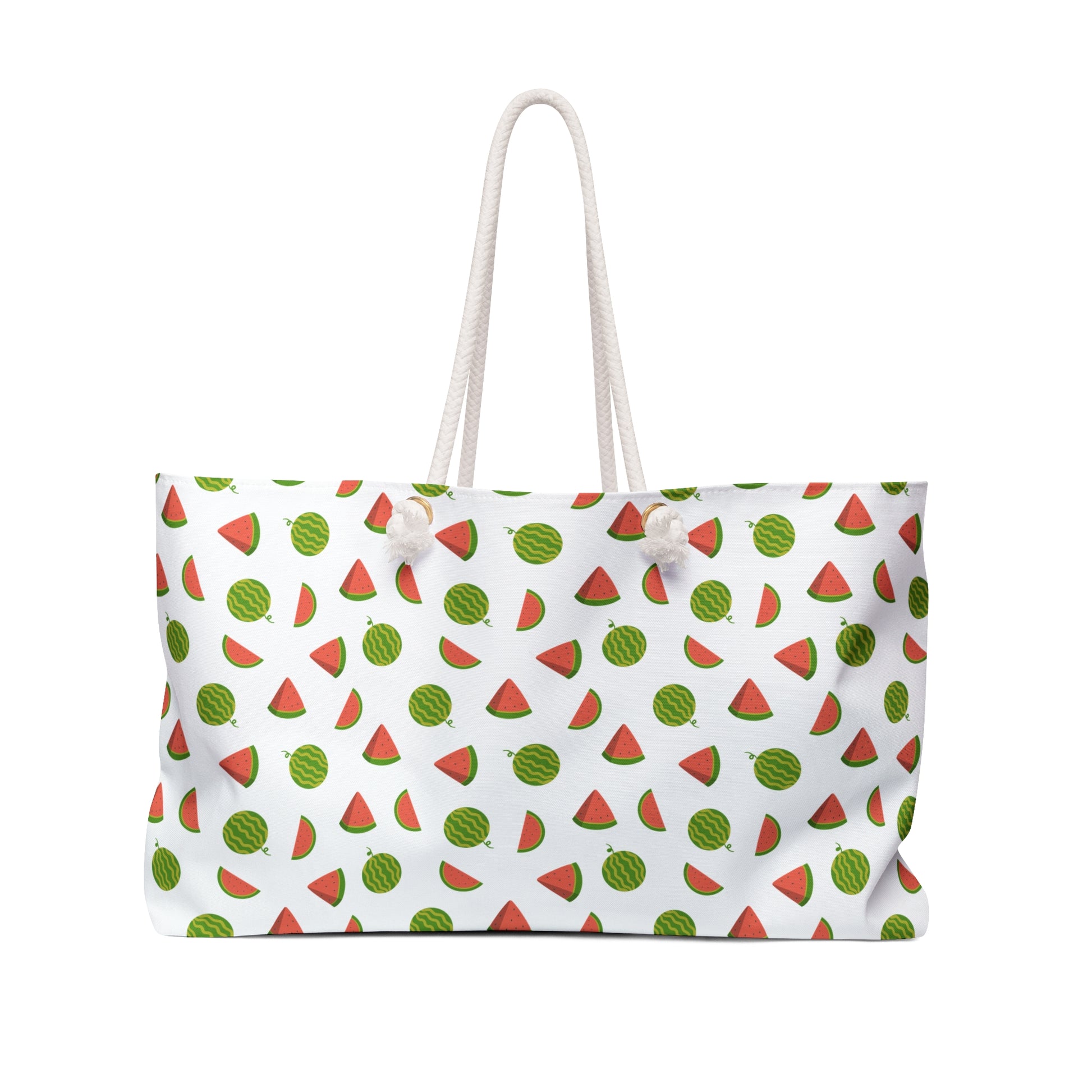 Watermelon Confetti Pattern Weekender Bag – Fun Summer Travel Tote: A spacious, durable tote with playful watermelon design, perfect for beach trips or weekend getaways, featuring comfortable rope handles and unique tropical charm.