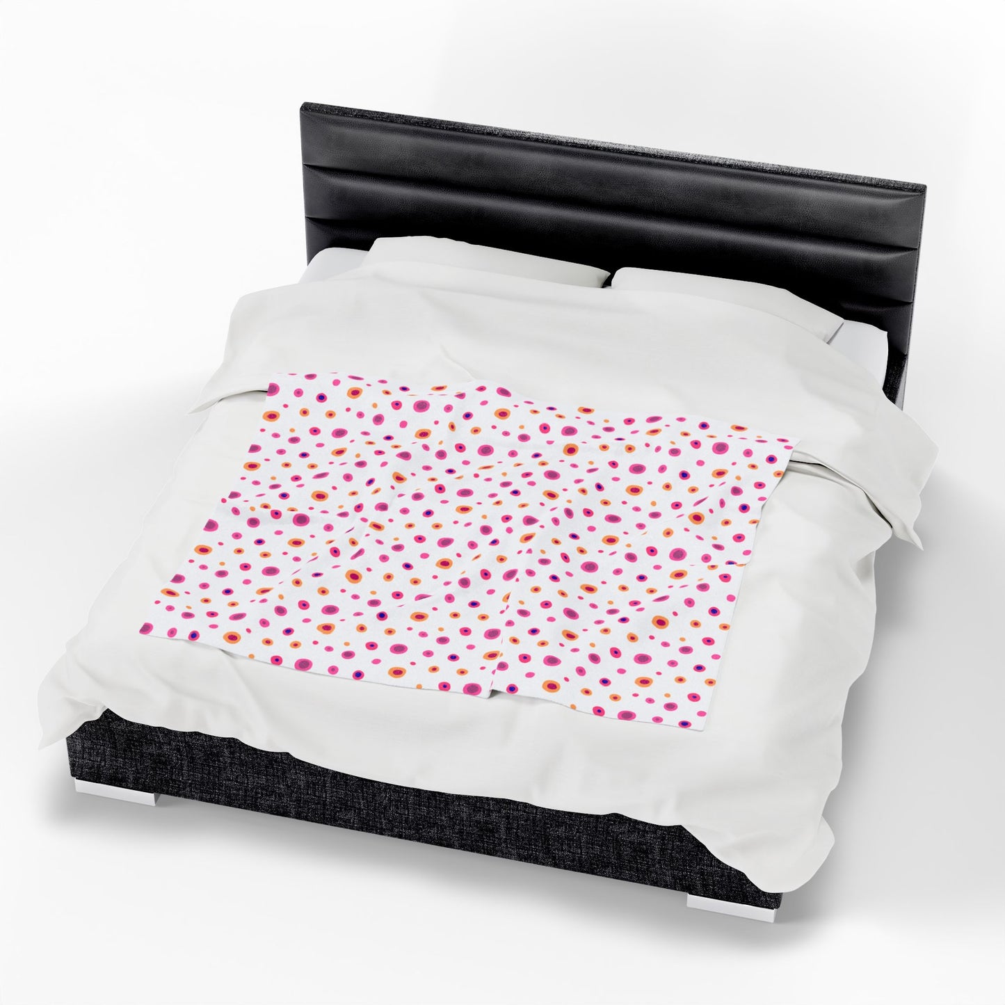 Circles Pink and Yellow (Medium) Velveteen Plush Blanket, showcasing a vibrant pattern, offering warmth and comfort. Perfect for snuggling, embodying FireBrook Essentials' ethos of stylish, joyful living.