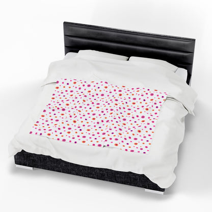 Circles Pink and Yellow (Medium) Velveteen Plush Blanket, showcasing a vibrant pattern, offering warmth and comfort. Perfect for snuggling, embodying FireBrook Essentials' ethos of stylish, joyful living.